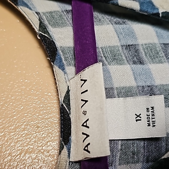 Ava & Viv- Blue and Black Plaid Short Sleeve Flutter Knee Length Dress- … - Picture 3 of 6